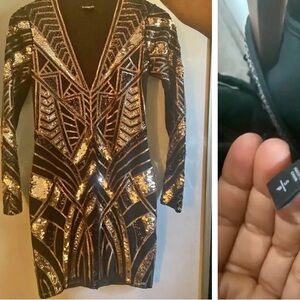 Black and Gold Sequin Dress